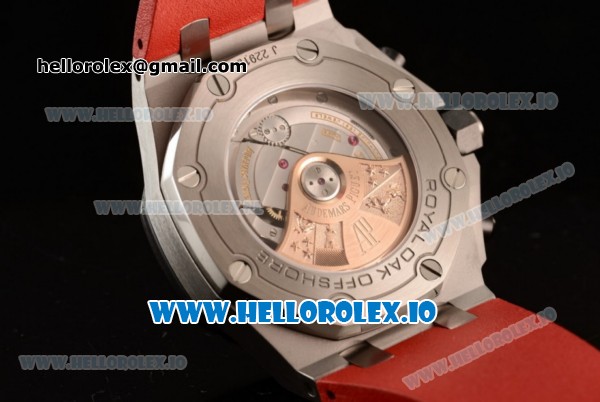 Audemars Piguet Royal Oak Offshore Chronograph Clone AP Calibre 3126 Automatic Steel Case Black Dial With Arabic Numeral Markers Red Rubber Strap - 1:1 Original (JF) - Click Image to Close